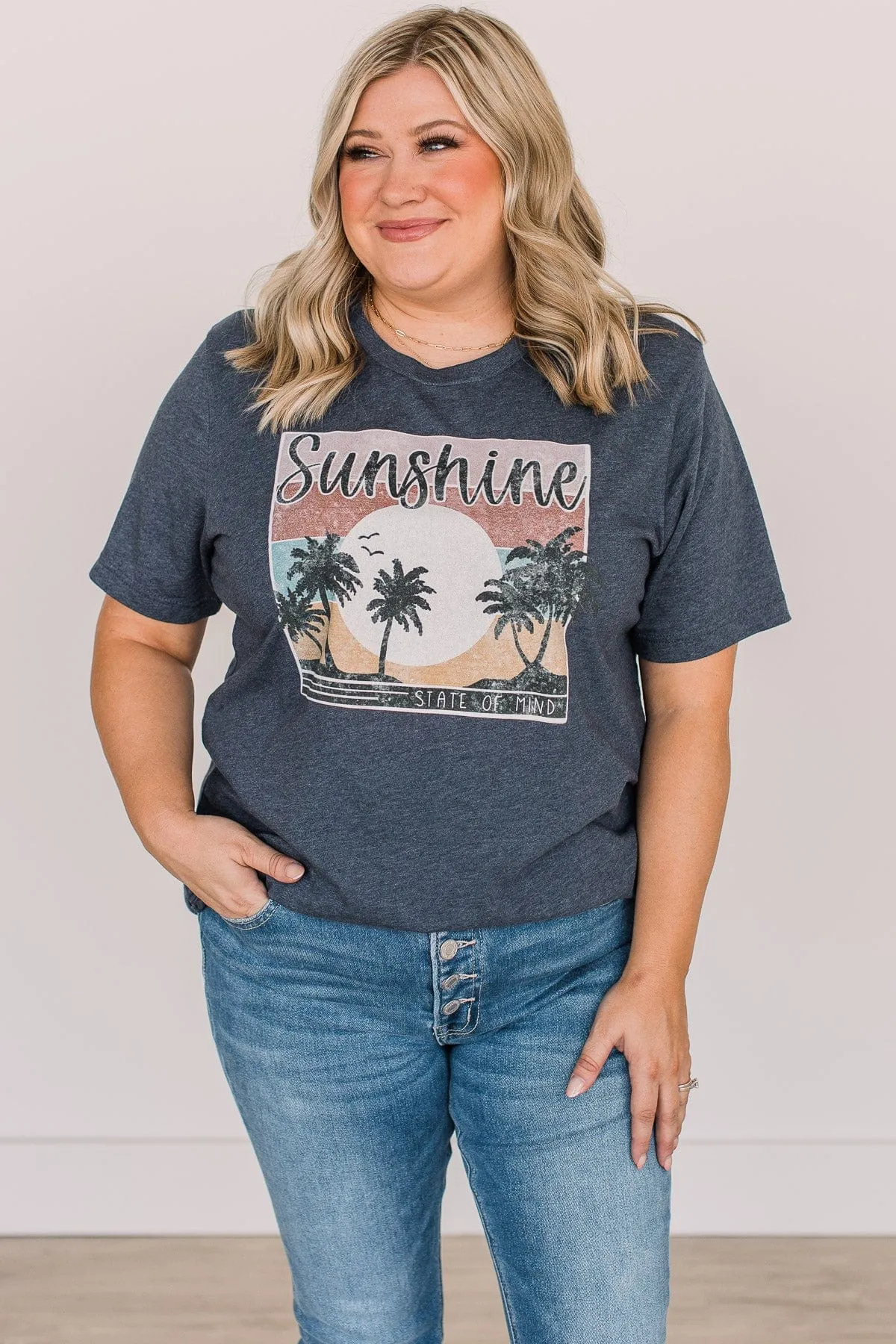 Navy Graphic Tee with Sunshine State Theme