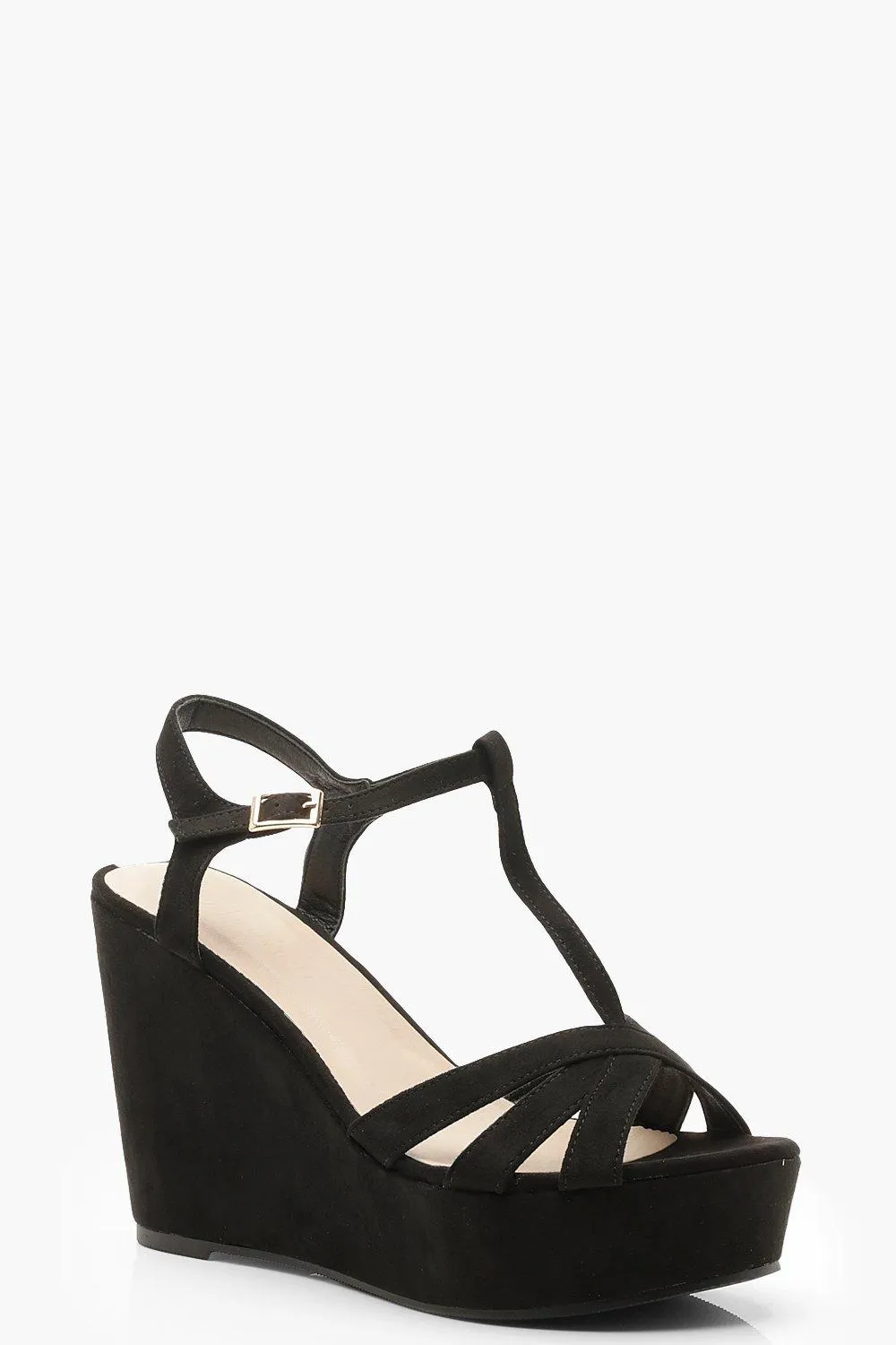 T Bar Cross Strap Wedges