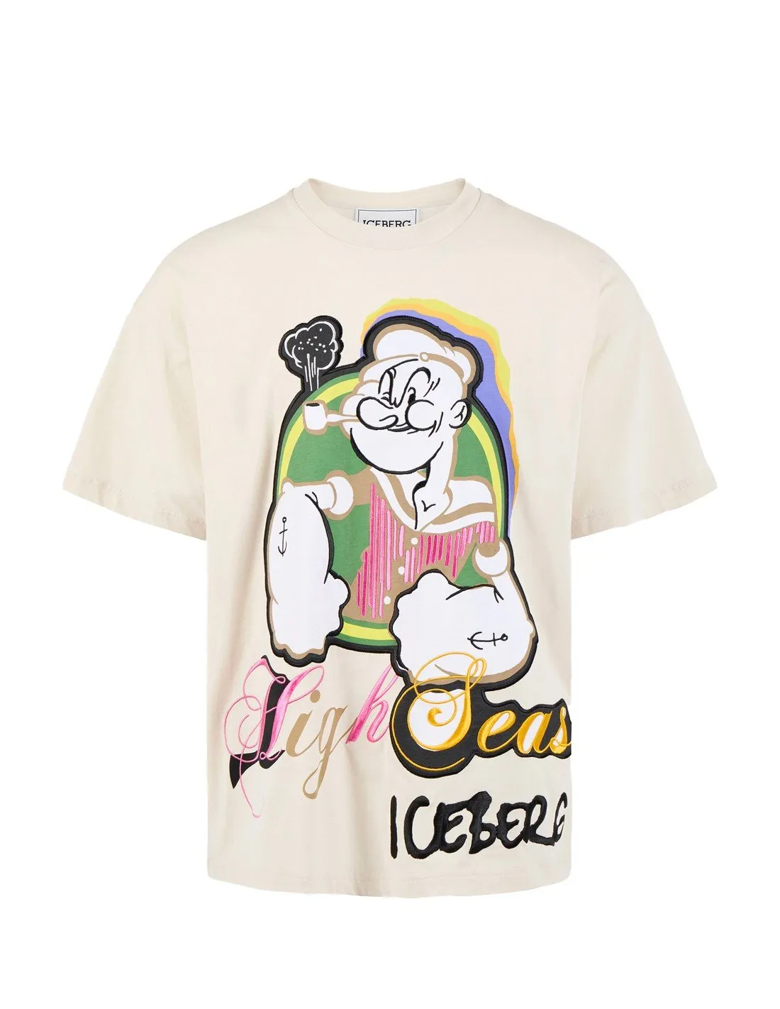 T-shirt Iceberg uomo F0716301 popeye panna AI22