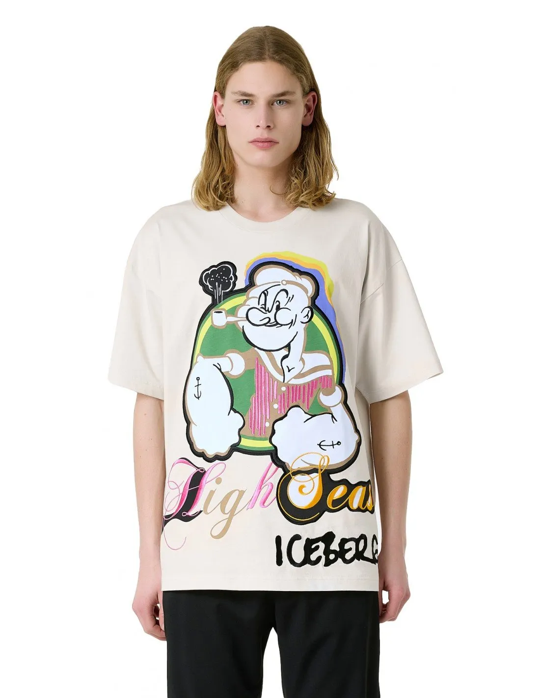 T-shirt Iceberg uomo F0716301 popeye panna AI22