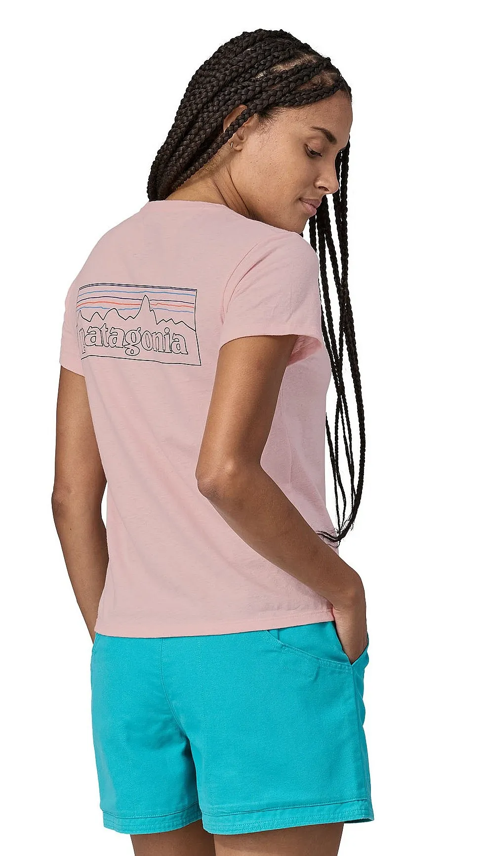 T-Shirt Patagonia P-6 Logo Responsibili - P-6 Outline/Whisker Pink - women´s