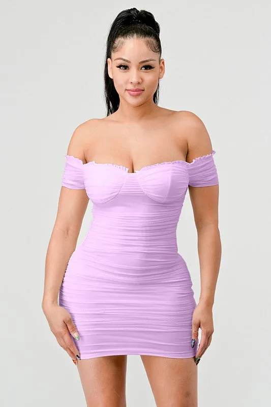 Tanya off shoulder dress, Lavender