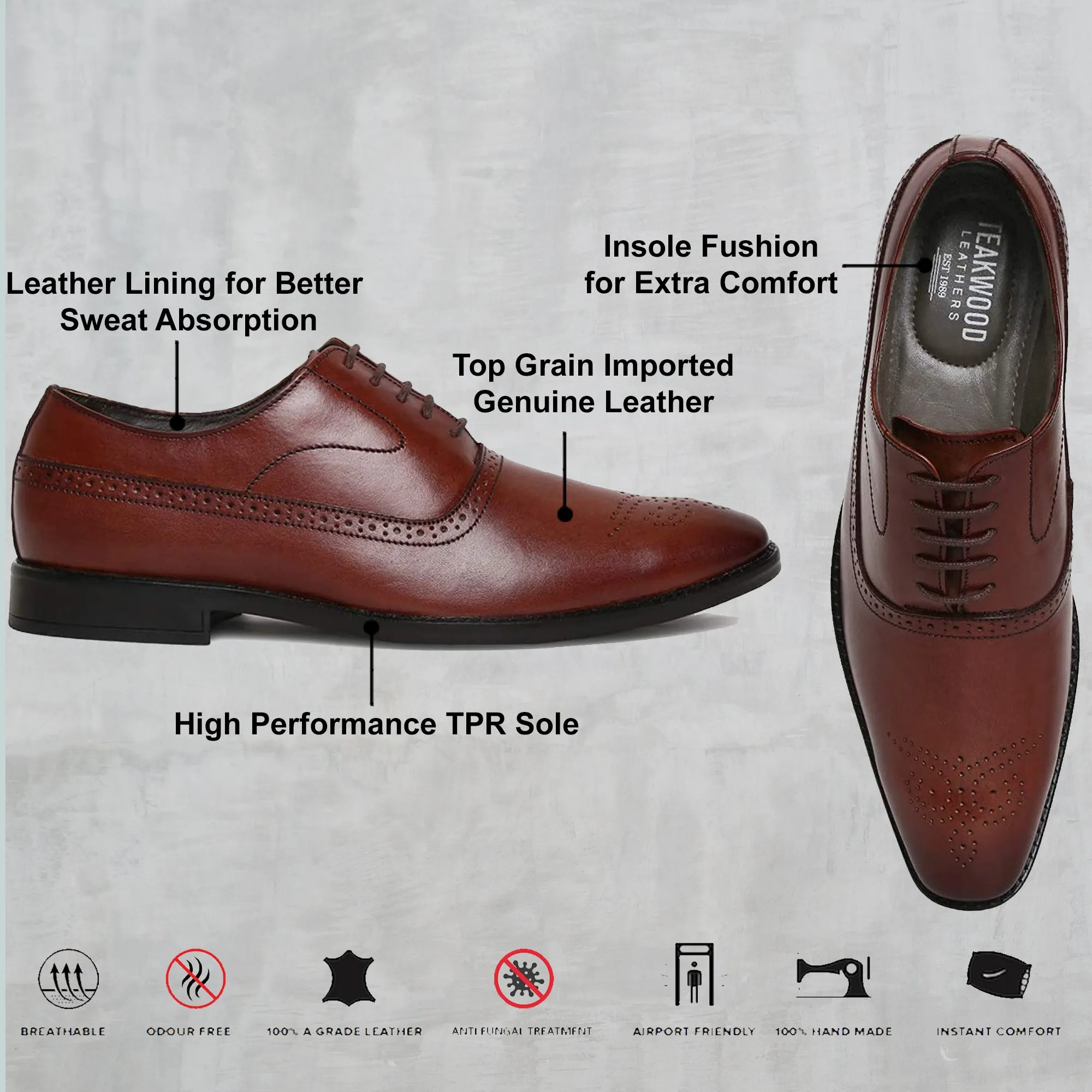 Teakwood Genuine Leather Brown Shoes