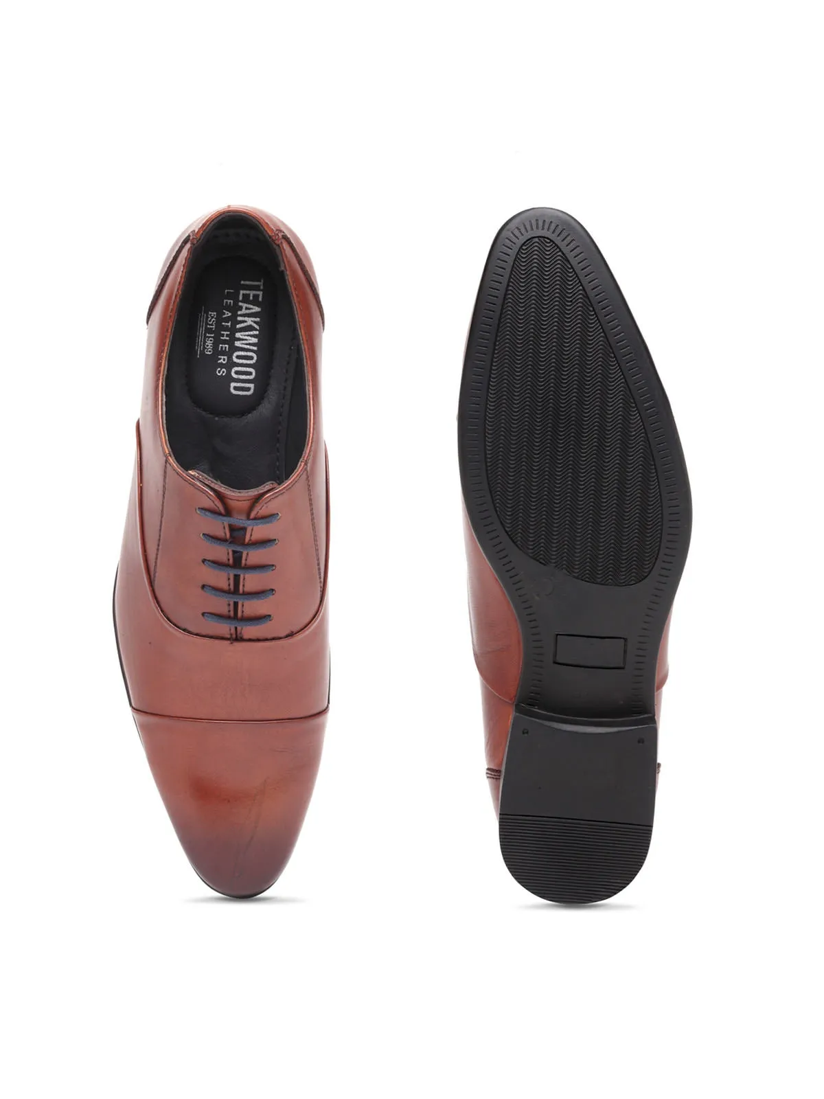 Teakwood Genuine Leather Tan Oxford Shoes