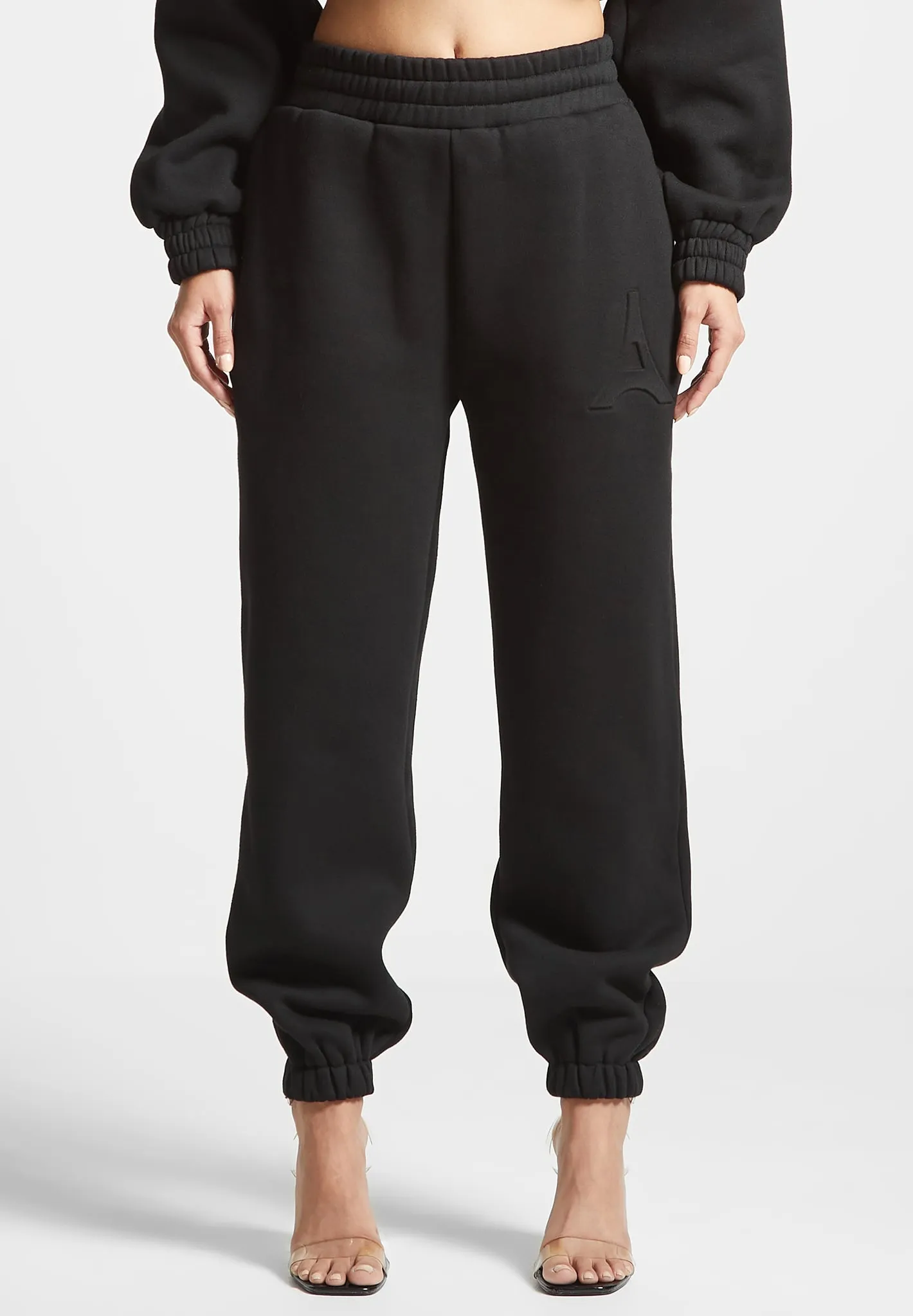 ternelle Eiffel Embossed Joggers - Black