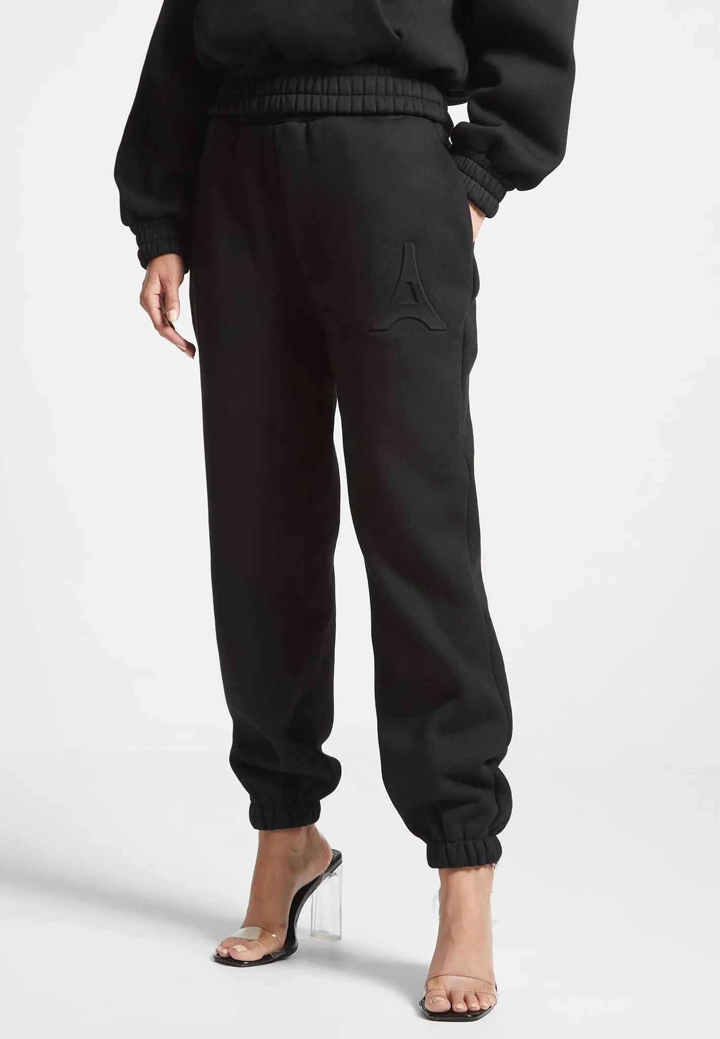 ternelle Eiffel Embossed Joggers - Black