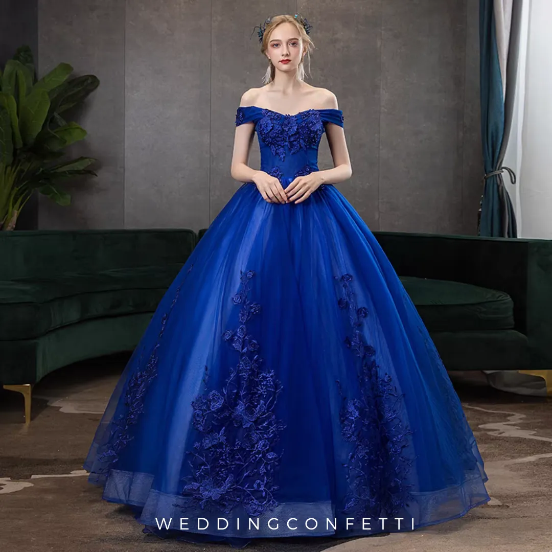 Royal Blue Off Shoulder Gown Madilyn