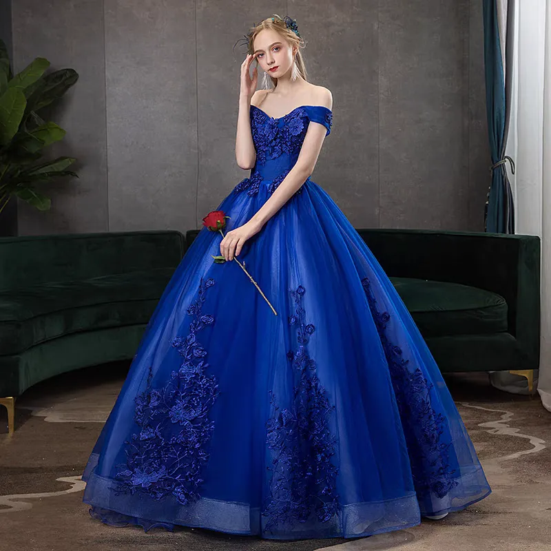 Royal Blue Off Shoulder Gown Madilyn