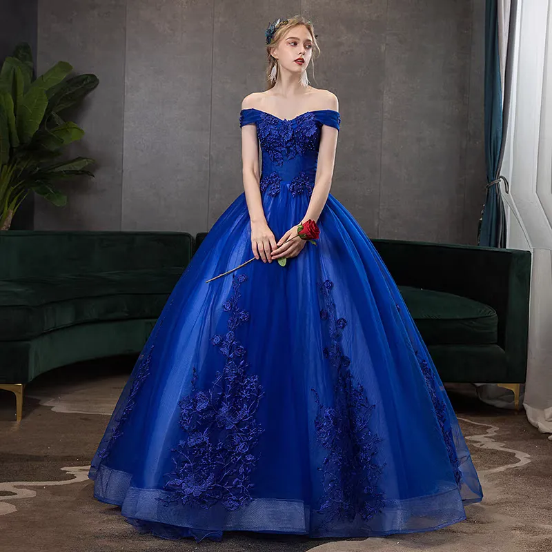 Royal Blue Off Shoulder Gown Madilyn