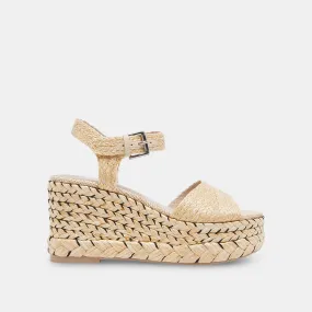 Light Natural Raffia Tiago Wedge Sandals