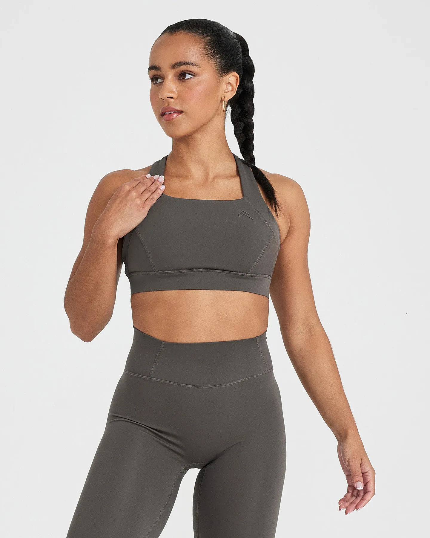 Deep Taupe Timeless Wide Strap Sports Bra