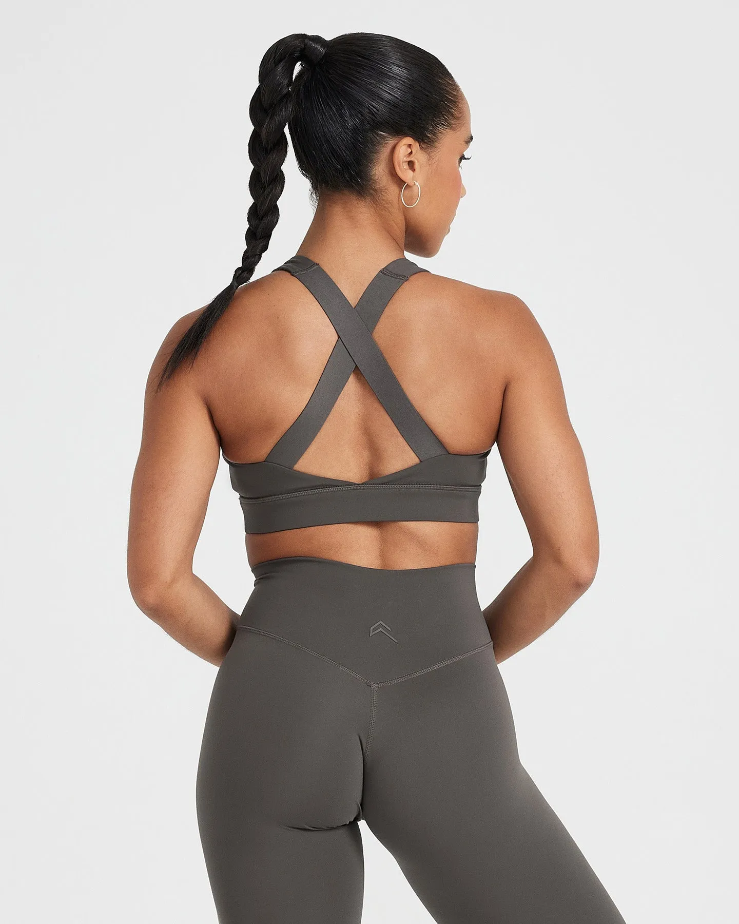 Deep Taupe Timeless Wide Strap Sports Bra