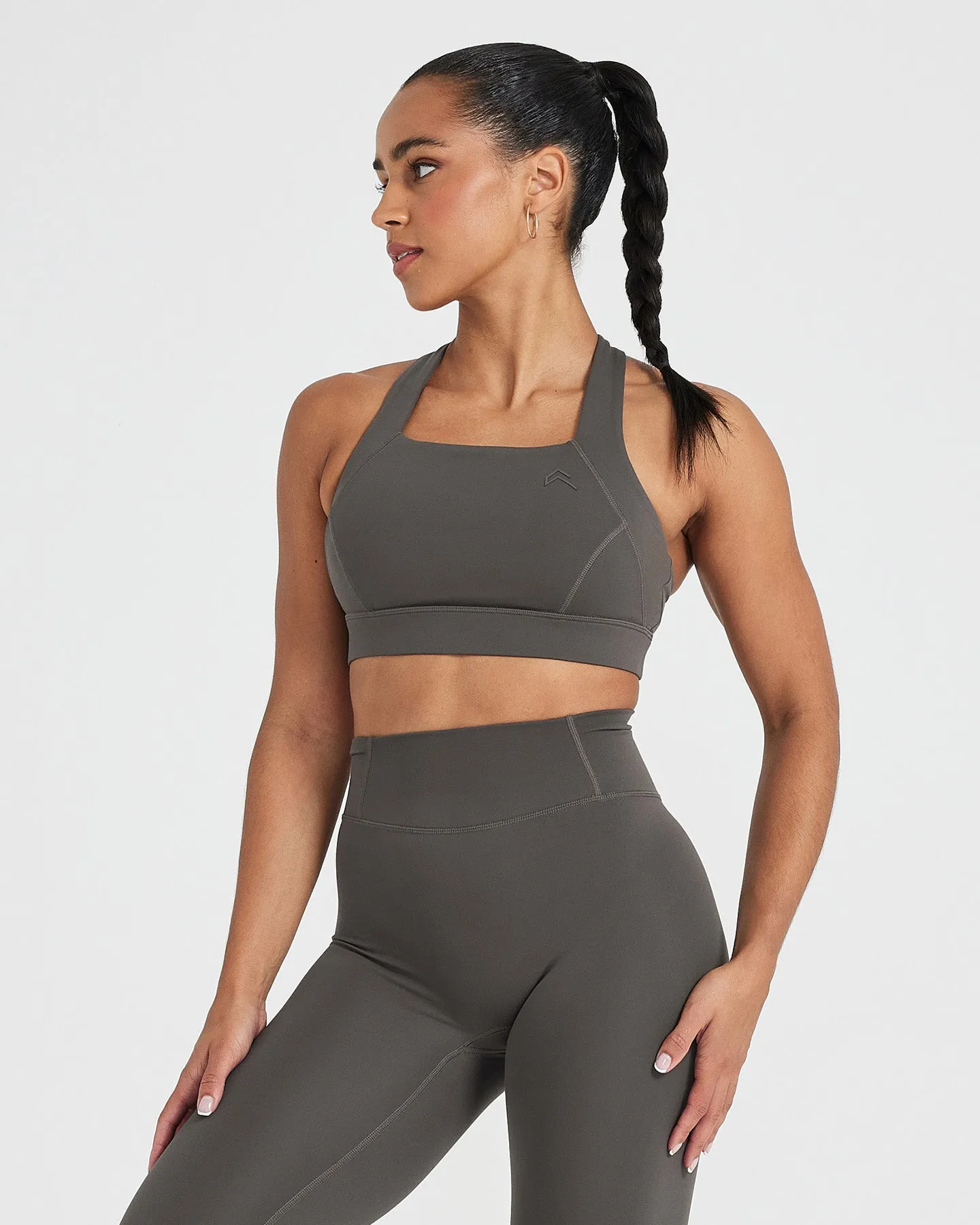 Deep Taupe Timeless Wide Strap Sports Bra