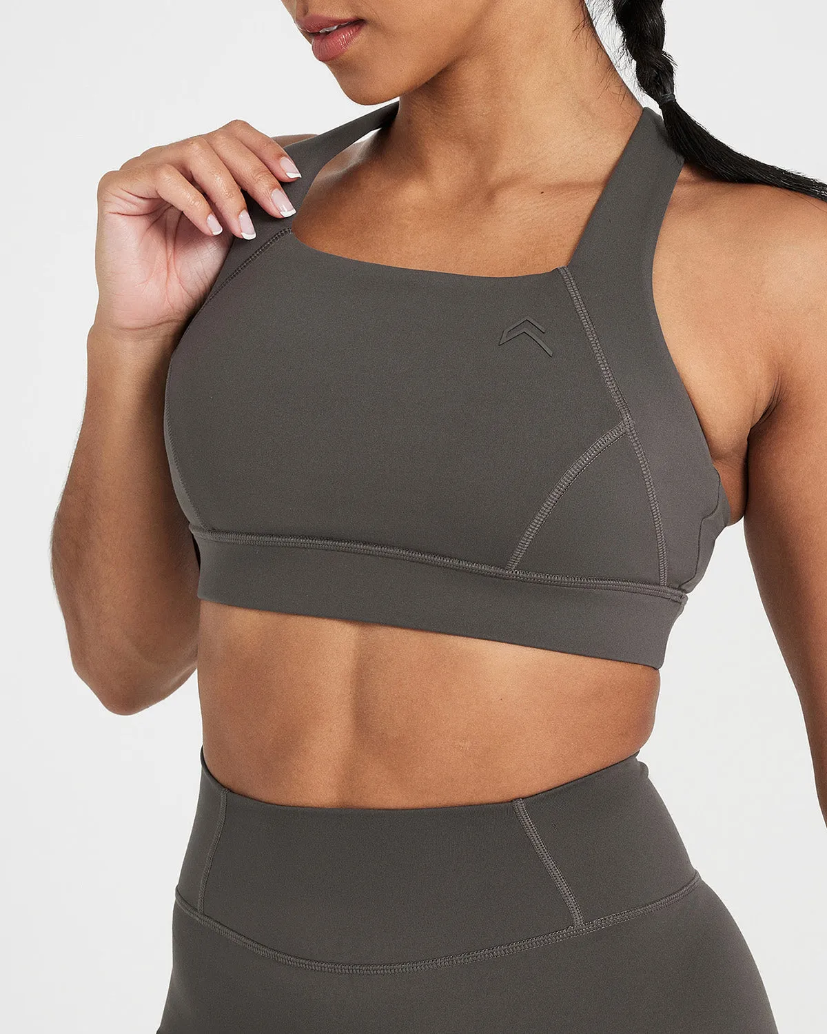 Deep Taupe Timeless Wide Strap Sports Bra