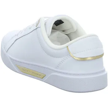 White Leather Trainer with Metallic Trim