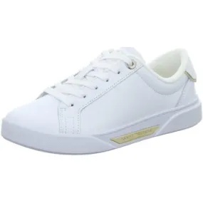 White Leather Trainer with Metallic Trim