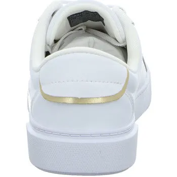 White Leather Trainer with Metallic Trim