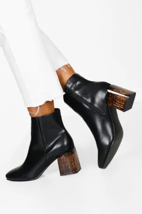 Tortoise Shell Block Heel Shoe Boots