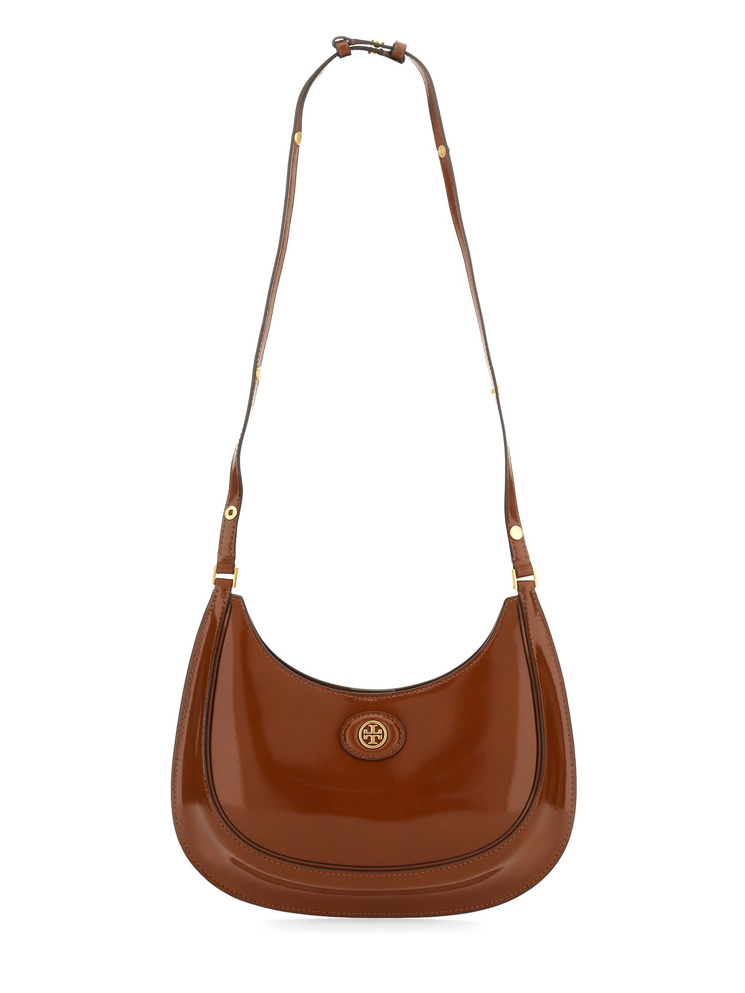 Tory Burch Brushed Leather Crescent Bag from the Robinson collection