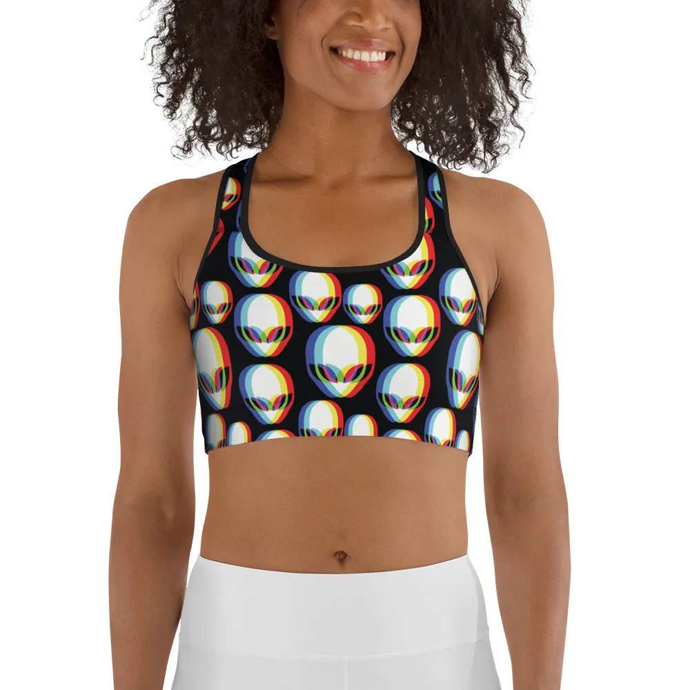 Trippy Alien Sports Bra