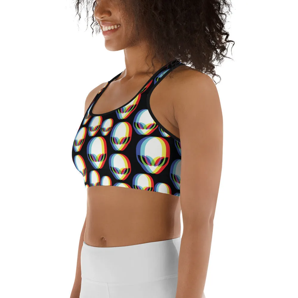 Trippy Alien Sports Bra