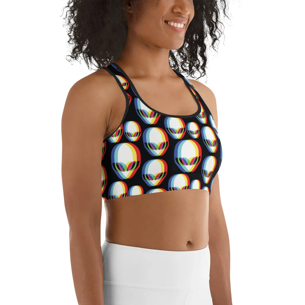 Trippy Alien Sports Bra