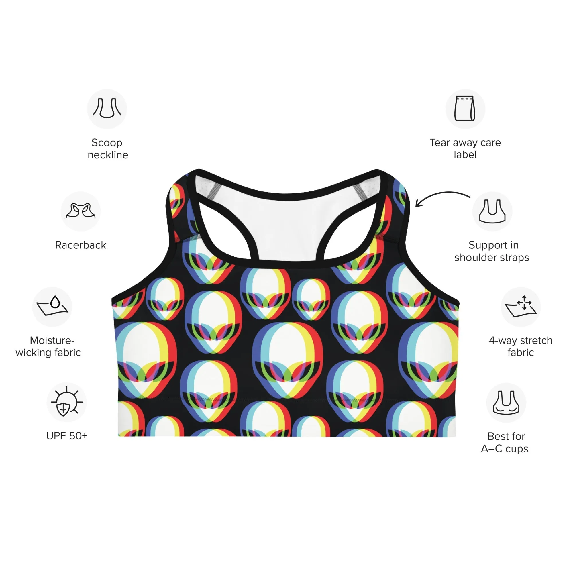 Trippy Alien Sports Bra