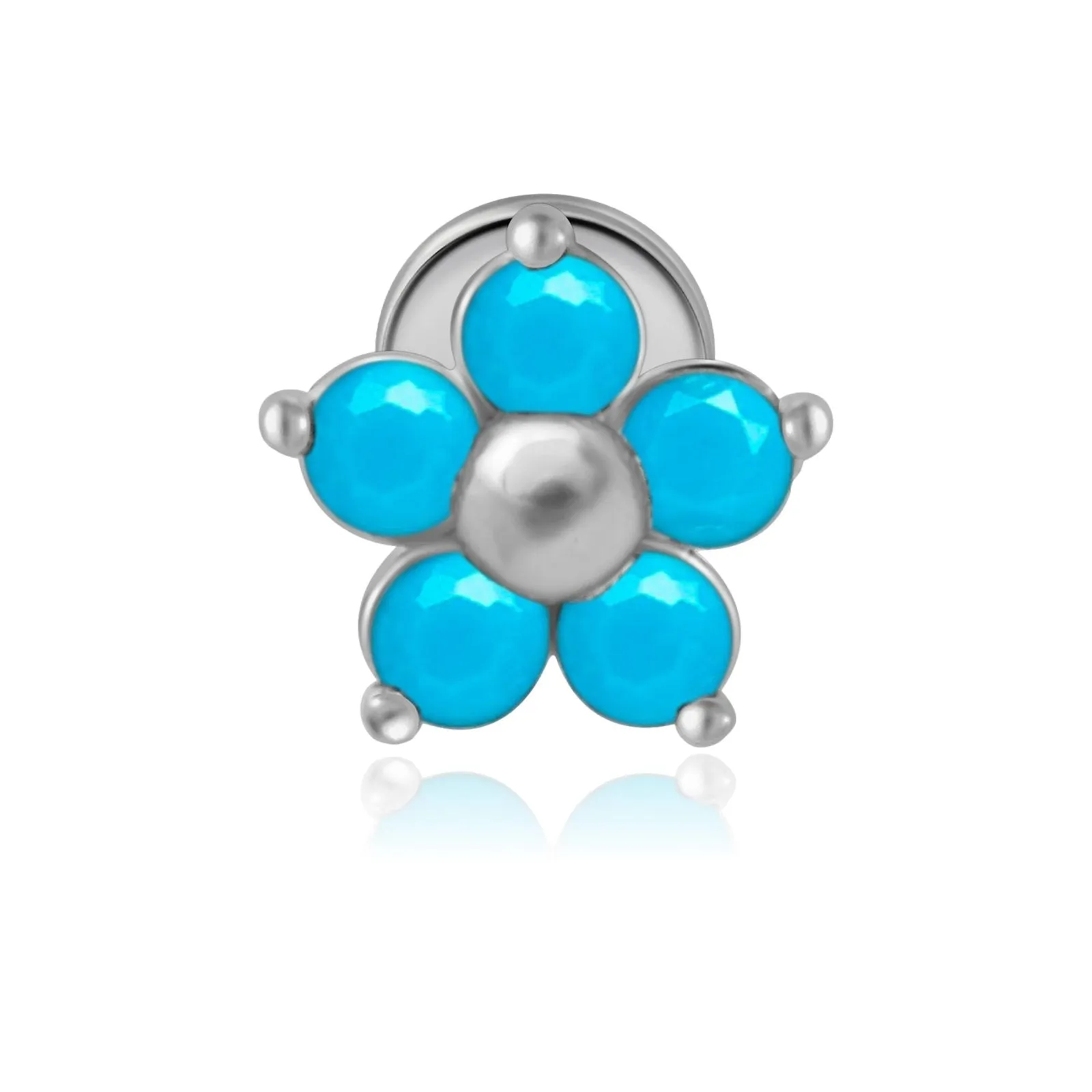 Turquoise Blue Floral Stud Earring