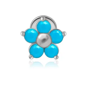 Turquoise Blue Floral Stud Earring