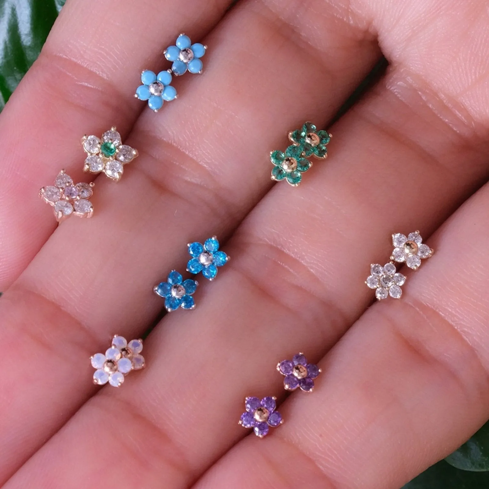 Turquoise Blue Floral Stud Earring