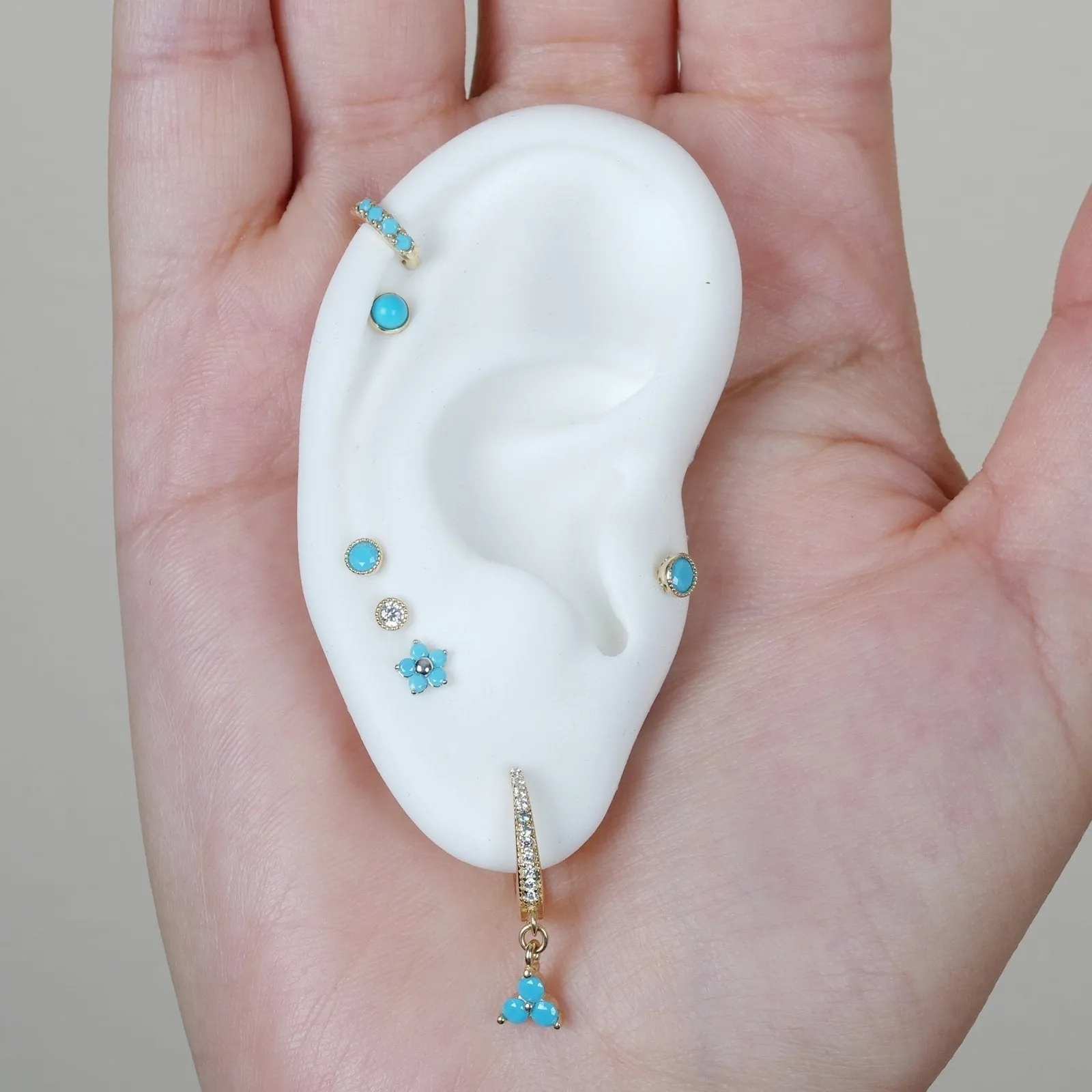 Turquoise Blue Floral Stud Earring