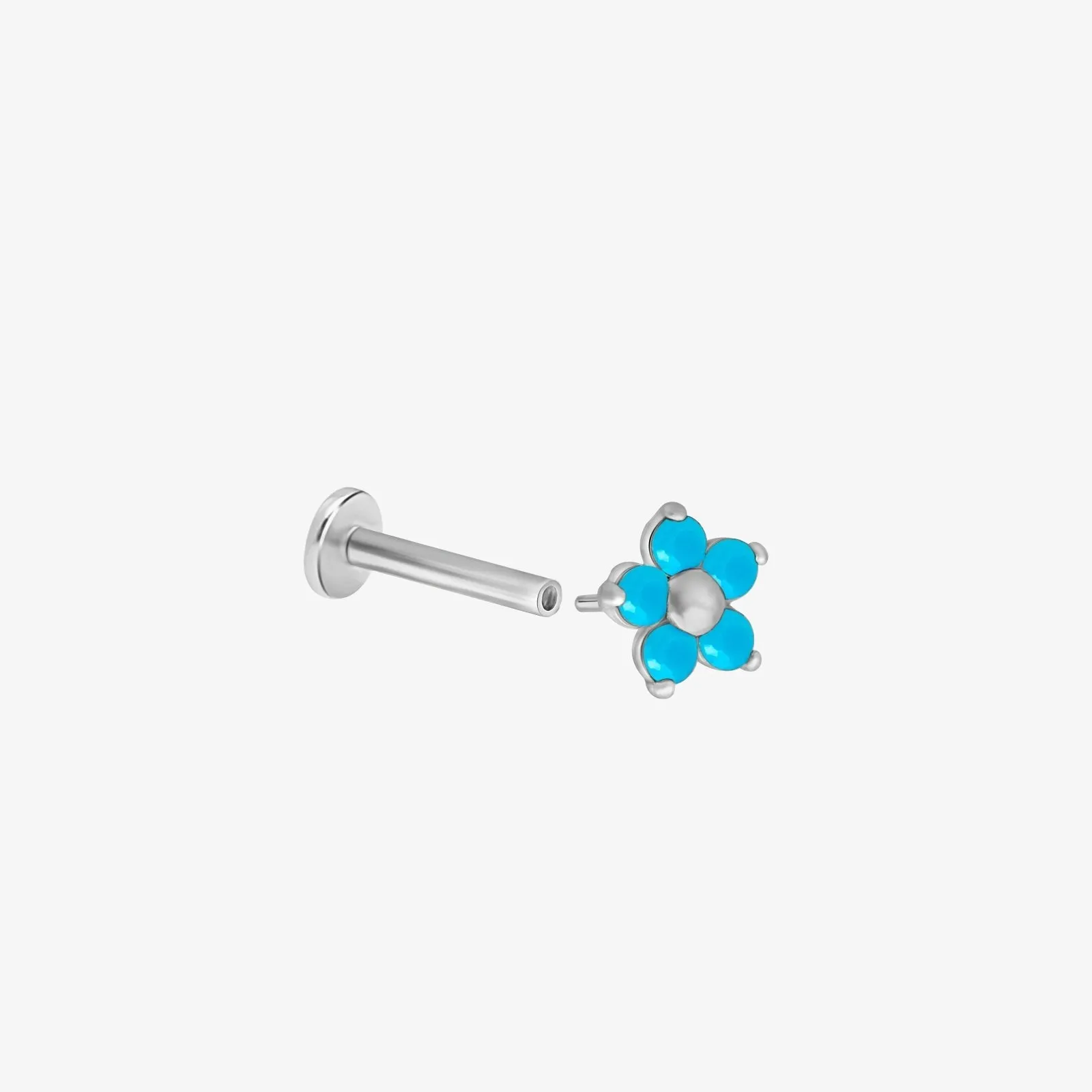 Turquoise Blue Floral Stud Earring