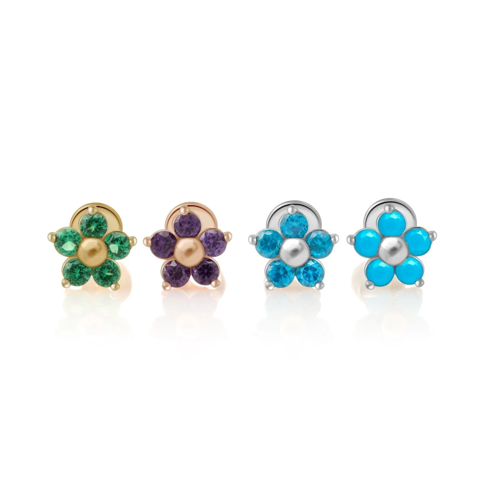 Turquoise Blue Floral Stud Earring