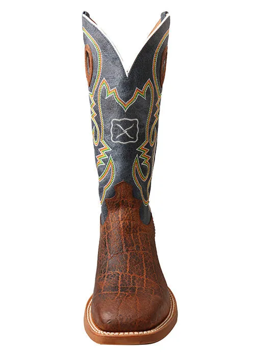 Twisted X Men's Ruff Stock Boot - Cognac Elephant Print Blue