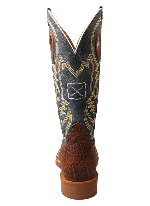 Twisted X Men's Ruff Stock Boot - Cognac Elephant Print Blue