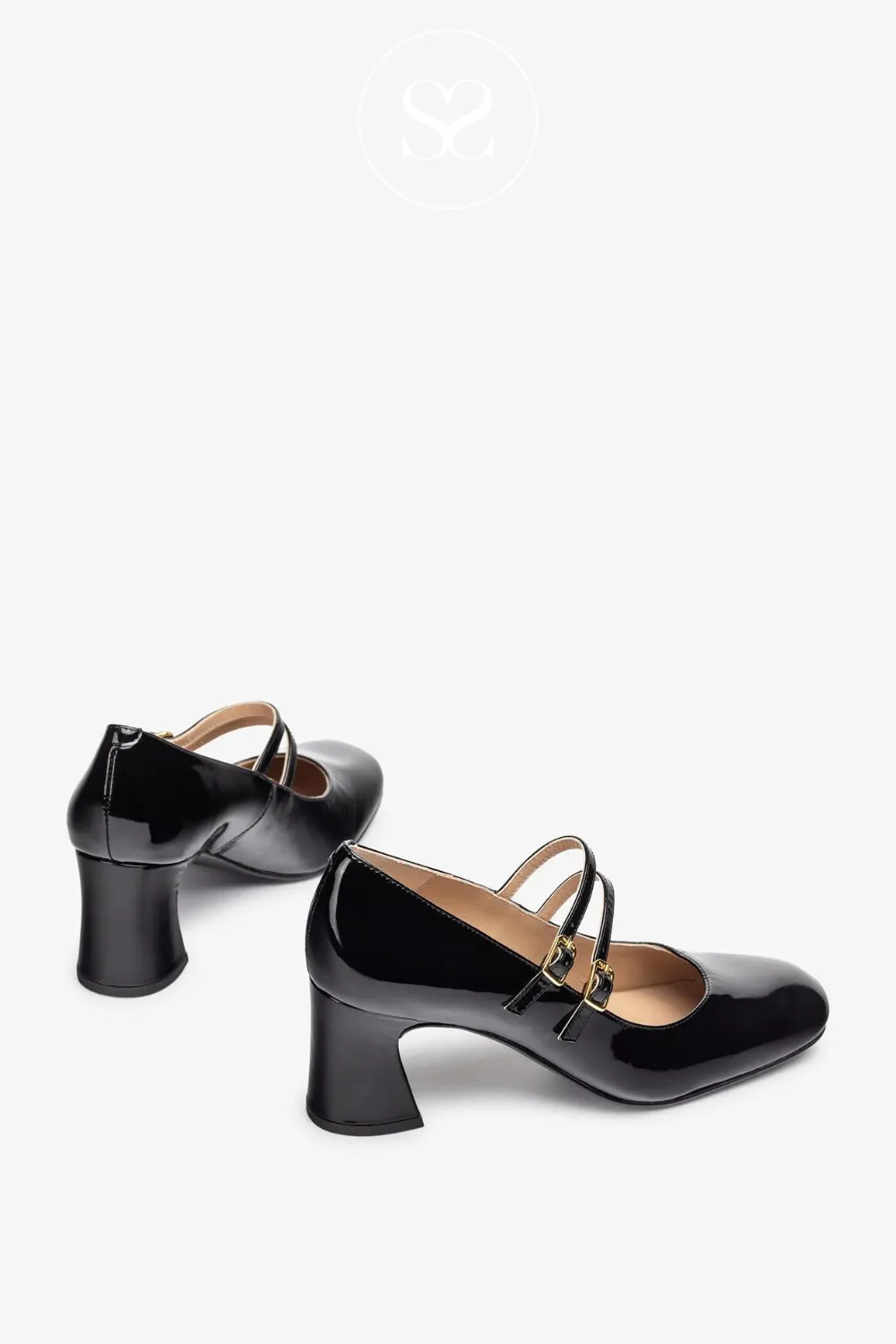 UNISA MOUNT BLACK PATENT LEATHER MARY JANE BLOCK HEEL SHOES