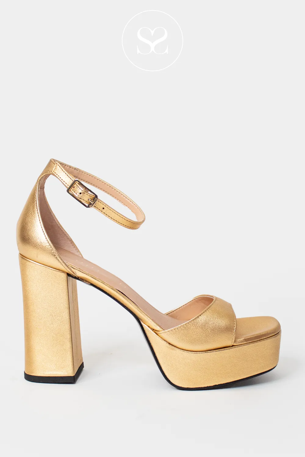 UNISA UPTON GOLDEN BLOCK HEEL PLATFORM SANDAL