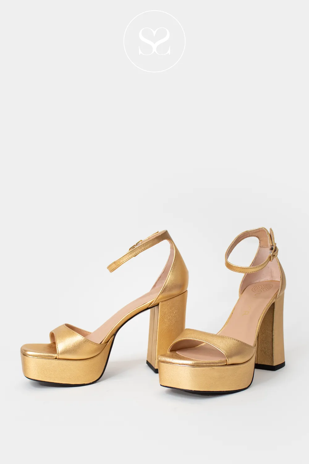 UNISA UPTON GOLDEN BLOCK HEEL PLATFORM SANDAL