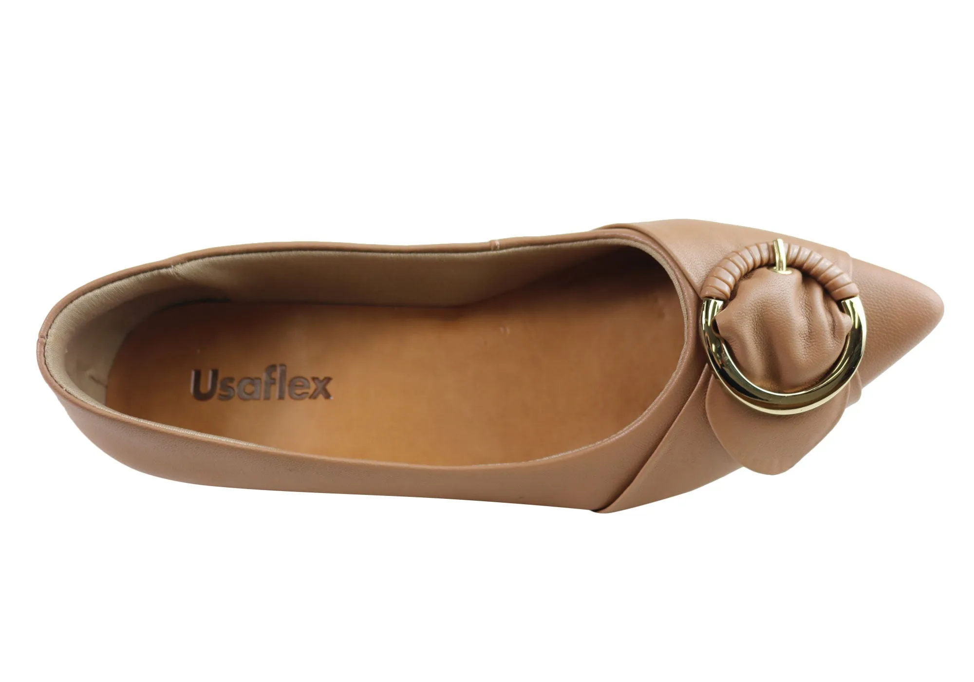 Usaflex Deliliah Womens Low Heel Leather Shoes Made In Brazil