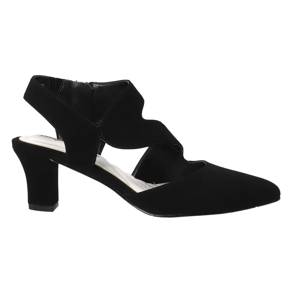 Venue Zippered Block Heel Asymmetrical Pumps