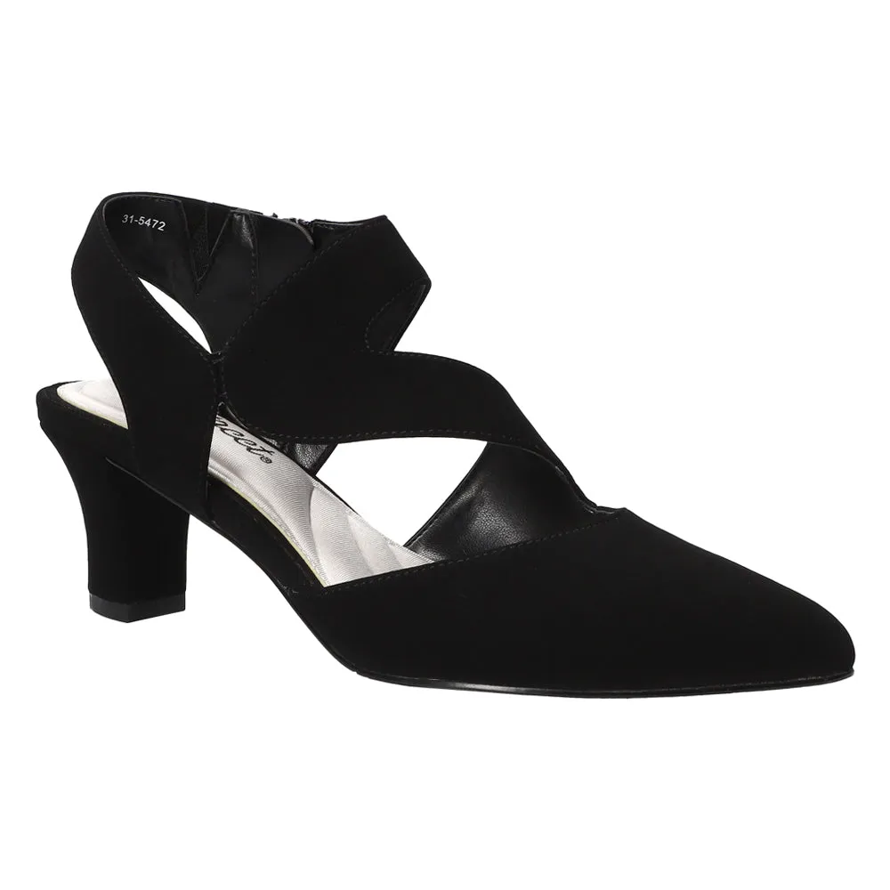 Venue Zippered Block Heel Asymmetrical Pumps