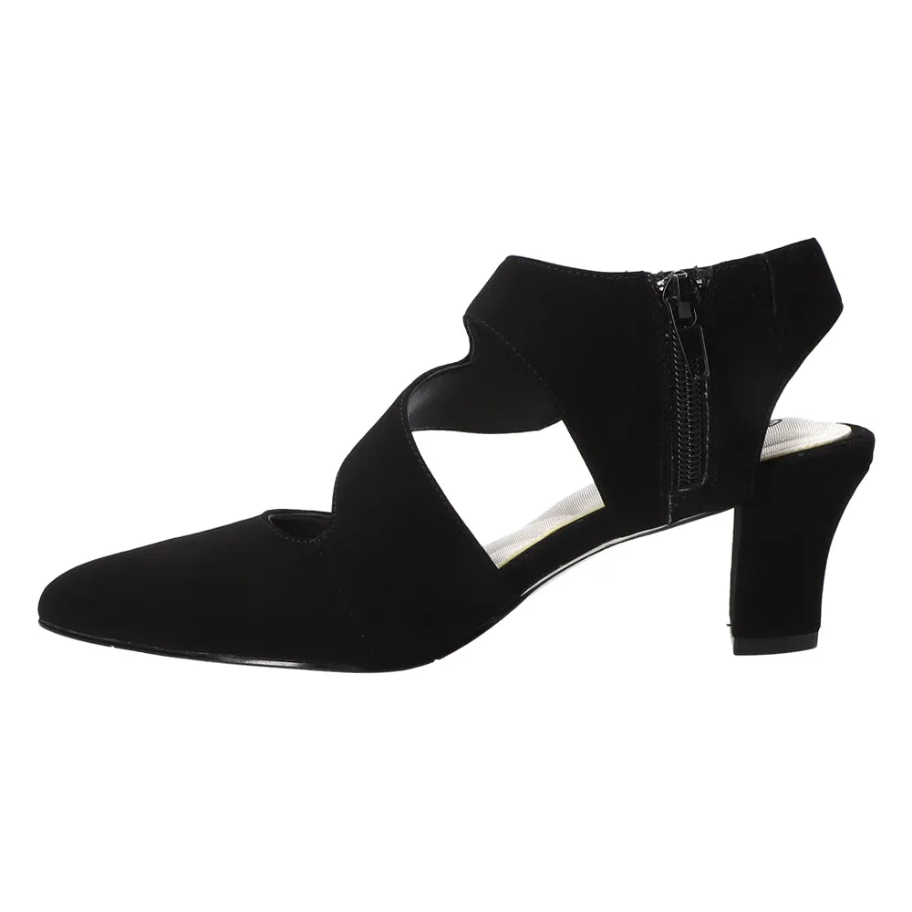 Venue Zippered Block Heel Asymmetrical Pumps