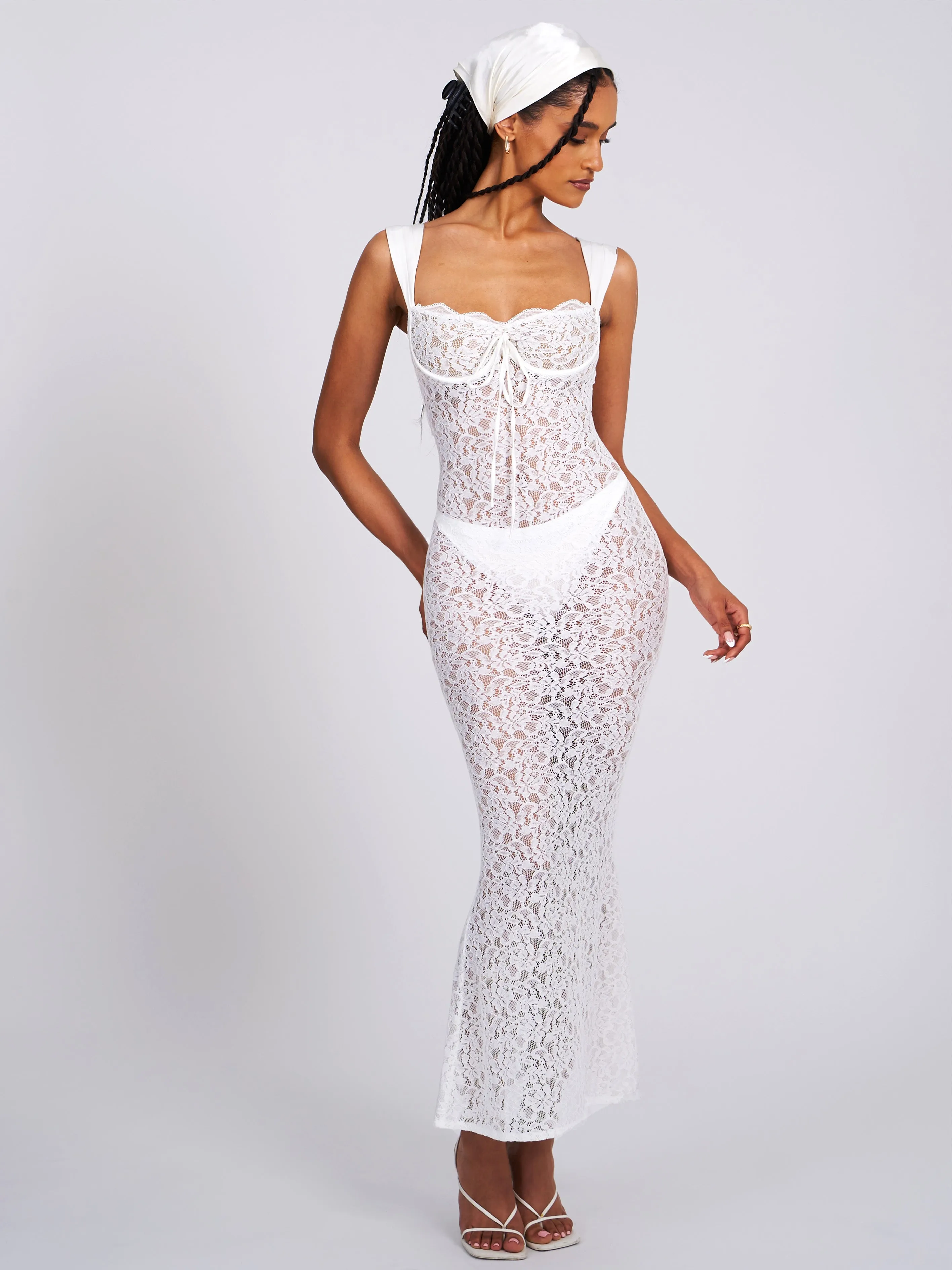 Veronica White Lace Maxi Dress