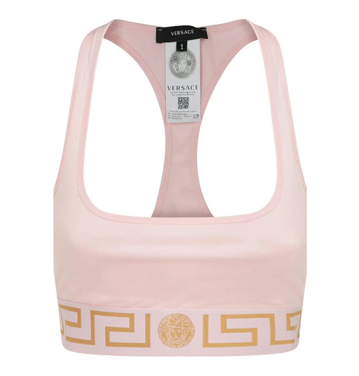 Sports Bra with Versace Medusa Logo Band