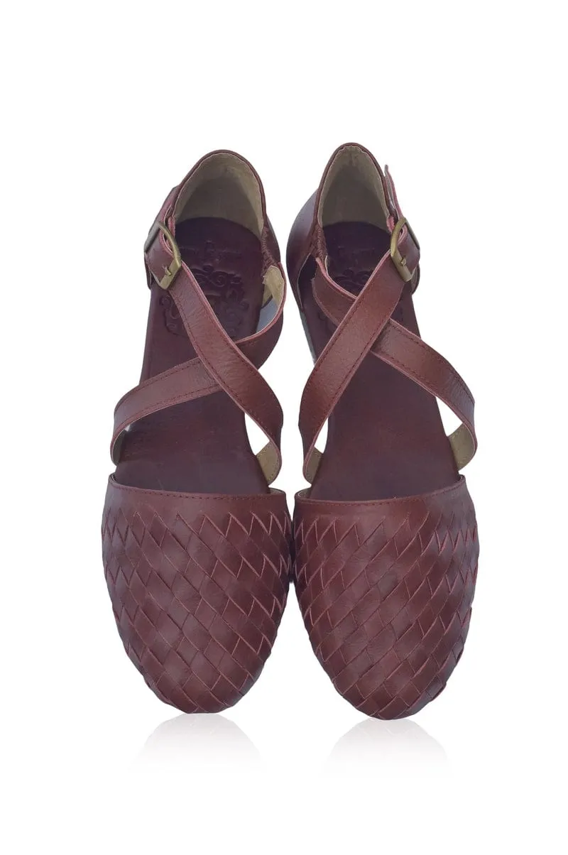 Vintage Brown Riviera Leather Flats