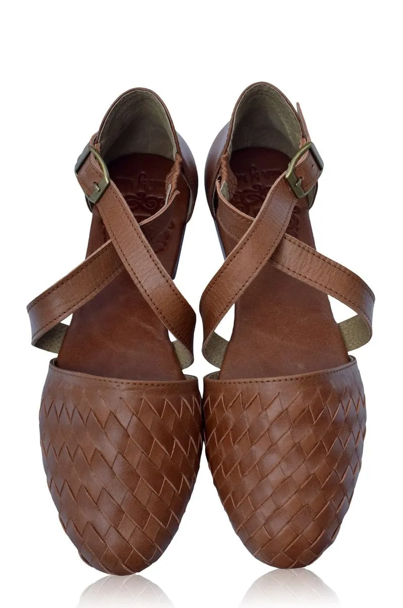 Vintage Brown Riviera Leather Flats