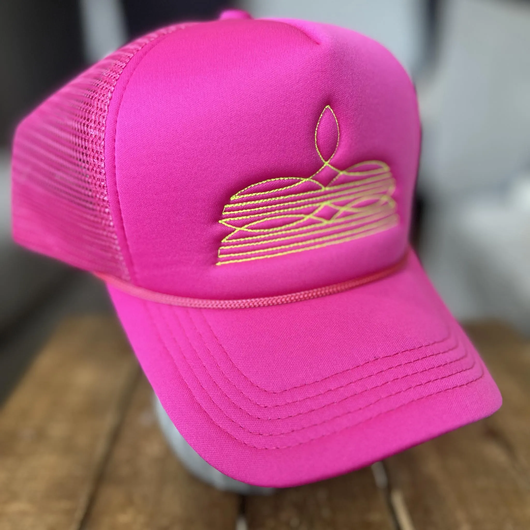 Fuchsia with Yellow Trucker Hat