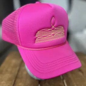 Fuchsia with Yellow Trucker Hat