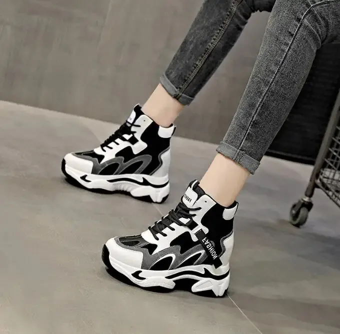 White And Black Platform Sneakers