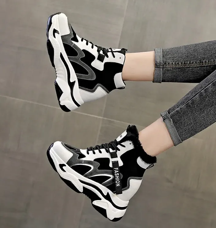 White And Black Platform Sneakers